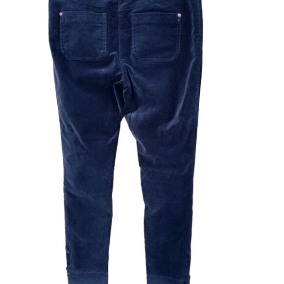 Leifsdottir for Anthropologie dark blue velvet skinny pants with lace up ankle - Picture 3 of 8